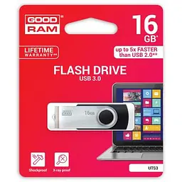 USB флеш накопичувач Goodram 16GB Twister Black USB 3.0 (UTS3-0160K0R11) - мініатюра 2