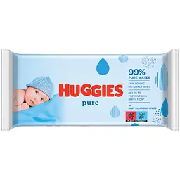 Вологі серветки Huggies Pure 56 шт.