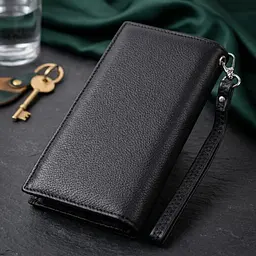 Вертикальний гаманець-клатч унісекс із натуральної шкіри ST Leather 22532 чорний - мініатюра 4