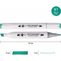 Набір спиртових маркерів Santi Professional SA-61 нефритовий зелений 6 шт. (390875) - мініатюра 2