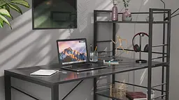 Письмовий стіл Ferrum-decor Серії Конект з етажеркою 75x120x60 чорний ДСП Сосна Кембра 16мм (FRD-104224) - мініатюра 7