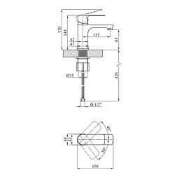 Змішувач для раковини Kroner KRM Fulda - W010 (CV018077) - мініатюра 6