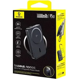 Зовнішній акумулятор Baseus Nomos Qi2 10000mAh 45W Black (P10078800123-00) [161321] - мініатюра 7