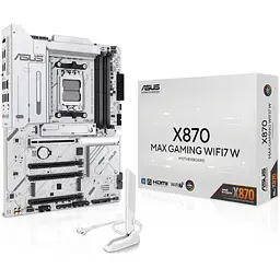 Материнська плата Asus AM5 X870 MAX Gaming WIFI7 W, X870, 4xDDR5, Int.Video (CPU), 4xSATA3, 3xM.2, 1xPCI-E 5.0 x16, 2xPCI-E 4.0 x16, 1xPCI-E 3.0 x16, Realtek 7.1, Realtek 2.5Gb, WiFi 7, Bluetooth 5.4, HDMI/2xType-C, ATX - мініатюра 2
