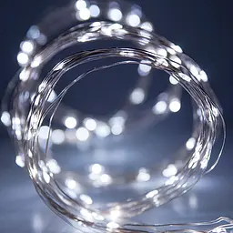 Новорічні гірлянди Мідна дротяна лампа 100LED 10м (батарейки) білий Силіконовий провід (7108)