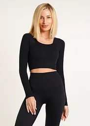 Кроп-топ лонгслів у рубчик CROP TOP RIB one size 18861 чорний - мініатюра 2