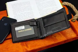 Чорне шкіряне портмоне з відділом для документів Marco Coverna MCBK10-805 10 см - мініатюра 9