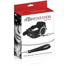 Нашийник з великим кільцем та з повідцем Fetish Tentation Ring and Leash
