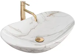Умивальник Rea Royal 36x62,5 Shiny Aiax Marmur (REA-U8548), Глянцева - мініатюра 1