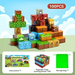 Магнітний конструктор Minecraft 100 шт по грі Майнкрафт Вулкан динозавр Mk001056 - мініатюра 3