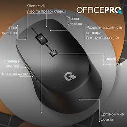 Миша OfficePro M305B Silent Click Ergonomic Wireless Black [144317] - мініатюра 4