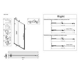 Двері у нішу Koer Walk-In розсувні Sr SD07-120x200-R-TR-07 прозоре скло Easy Clean 8мм Графіт KR5775, Права, прозорий, графіт - мініатюра 4