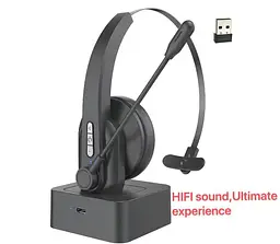 Бездротова Bluetooth-гарнітура Opptel BH63S з поворотним мікрофоном та USB-ресивером 2.4G (Чорний) - мініатюра 7