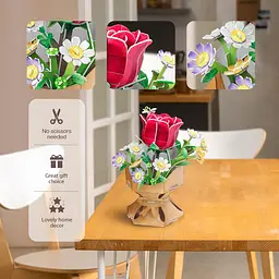Тривимірна головоломка-конструктор Cubic Fun Flower Bouquet Rose Букет квітів Троянда (W3301h) - мініатюра 4