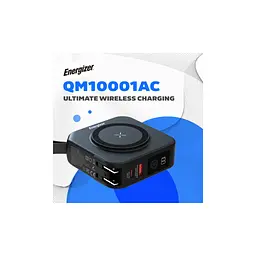 Батарея універсальна Energizer Magnetic Wireless 10000mAh 20W PD, AC зарядка, QI/15W, built-in USB-C (QM10001AC) - мініатюра 6
