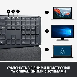 Клавіатура Logitech K860 ERGO Graphite (920-010108) - мініатюра 9