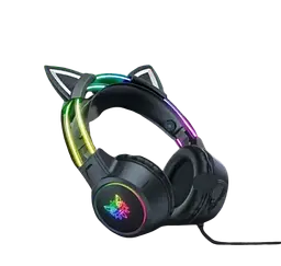Накладні ігрові навушники Onikuma X15 Pro дротові з гарнітурою і котячими вушками та RGB-підсвіткою чорні