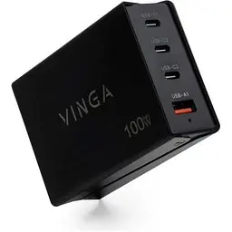 Зарядний пристрій Vinga GaN 100W PD+QC 3C1A ports 1.2m Wired Charger (VCPCH100CB) - мініатюра 2