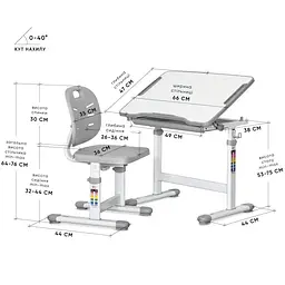 Комплект меблів Evo-kids Evo-06 Plus Grey: стіл+стілець (Evo-06 Plus G) - мініатюра 2