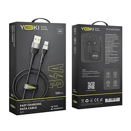 Кабель для заряджання та обміну даними Yoki YK-EX11 EXTRA Series USB/Type C 60W 3A/20V 1.2 m Black - мініатюра 2