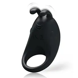 Ерекційне віброкільце Pretty Love Rabbit Vibrator Ring Black, 7.5х4 см (чорний) - мініатюра 2