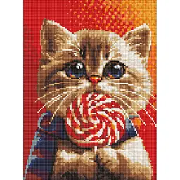 Алмазна мозаїка "Котик із цукеркою" Ideyka AMO7976, 30х40 см