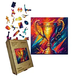 Дерев'яний фігурний пазл puzzlean Кубок Чемпіона, А3, Картонна коробка 200 елементів