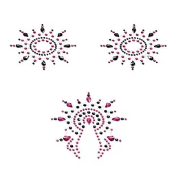 Пестиси Petits Joujoux Gloria set of 3 Black/Pink із кристалів, прикраса на груди та вульву (чорний)