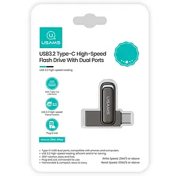 Флеш-накопичувач Usams US-ZB348 USB 3.2 Type-C Dual Ports 128GB Tarnish - мініатюра 8