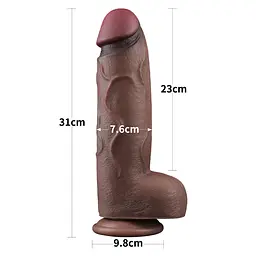 Фалоімітатор Dual-Layered Silicone Nature Cock 12'' 31 см коричневий - мініатюра 4