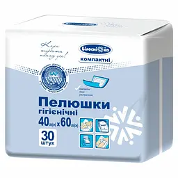 Одноразові пелюшки гігієнічні Білосніжка Компактні 60х40 см 30 шт.