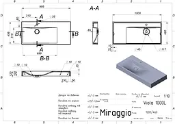 Умивальник Miraggio Viola 1000 L глянсовий 0002658, Білий - мініатюра 3