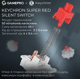 Механічна ігрова клавіатура GamePro MK-285-BL Asgard Ragnar Keychron Super Red Switch Bluetooth 5.2/2.4 ГГц/USB Blue - мініатюра 7