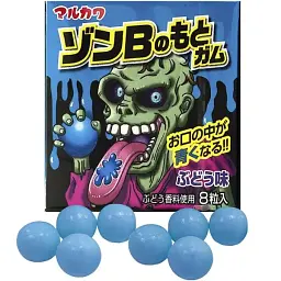 Жевательные резинки Marukawa Zombie No Moto Tongue Painter Gumballs с синим виноградом 12.5 г
