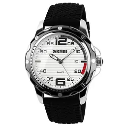 Наручний годинник чоловічий Skmei 0992 White - Black silicone, 0992PWTBK (12308)