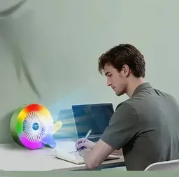 Портативний міні вентилятор S37 настільний акумуляторний USB з RGB підсвіткою - мініатюра 3
