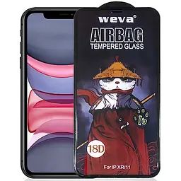 Захисне 2.5D скло Weva AirBag (тех.пак) для Apple iPhone 11 / XR (6.1) Чорний - мініатюра 2