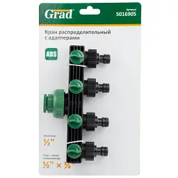 Кран розподільний з адаптерами ½" 4-е виходу в/р ½"×¾" (ABS) GRAD (5016905) - мініатюра 5