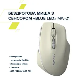Мишка Canyon MW-21 Wireless Blue LED Cosmic Latte (CNS-CMSW21CL) - мініатюра 7