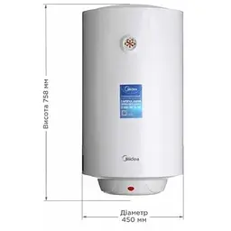 Бойлер Midea D80-15F1(D) сухий ТЕН білий - мініатюра 8