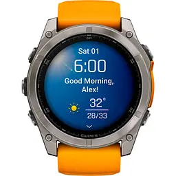 Смарт-годинник Garmin Fenix 8 AMOLED Sapphire 51mm Titanium with Spark Orange/Graphite Silicone Band (010-02905-10) [115048] - мініатюра 2