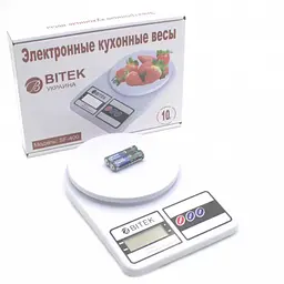 Електронні Кухонні Ваги кухонні 10 кг BITEK SF-400 + Батарейки - мініатюра 5