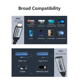 Дата кабель USB-C M/F 0.5m 5Gbps 60W 4K60Hz Cabletime (CA913664) - мініатюра 8