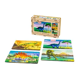 Дерев’яний дитячий пазл PuzzleOK 4 в 1 Динозаври 80 елементів Puz-74598 - мініатюра 5