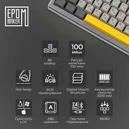 Клавіатура Epomaker EK68 Flamingo Black механічна бездротова (EK68-B-F) - мініатюра 15