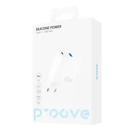 Мережевий зарядний пристрій Proove Silicone Power, White, 45 Вт, 1xType-C (25 Вт, PD3.0) / 1xUSB (20 Вт, QC3.0) (WCSP45110002) - мініатюра 2