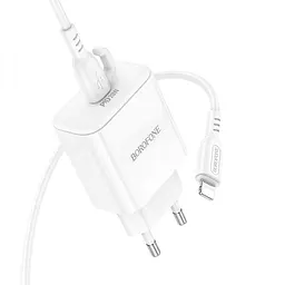 Комплект зарядного пристрою Borofone BA81A 1 Type-C PD20W Type-C to Lightning iOS White - мініатюра 6