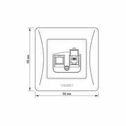 Розетка CAT3 одинарна телефонна чорний графіт VIDEX BINERA VIDEX (24467-000) - мініатюра 5