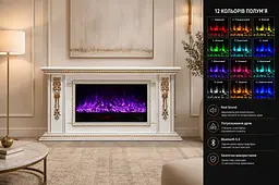 Електричний камін Imperio Luxe Bluetooth звук потріскування дров Білий (10080152) - мініатюра 10