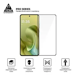 Захисне скло на Motorola G86 5G з олеофобним покриттям, Pro, повне проклеювання, антистатичний і пиловідштовхуючий шар, 9H, самоклеючеся, 2.5D, на весь екран, антистатичний клей, ArmorStandart (ARM86587) - мініатюра 2